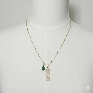 Panacea 18" Necklace Dream Pave Cubic Zirconia Green Agate Gold Plated Nordstrom